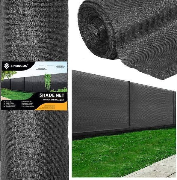 Springos Siatka cieniująca 90% osłonowa 1,5x50 m antracytowa 200 szt. opasek zaciskowych UNIWERSALNY