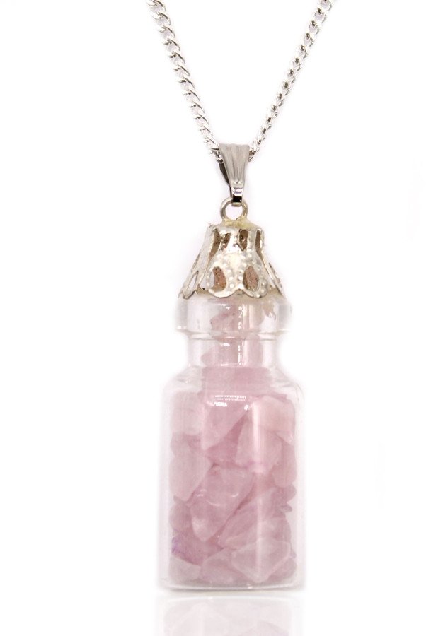 Indyjski Naszyjnik - Butelka Różowy Kwarc