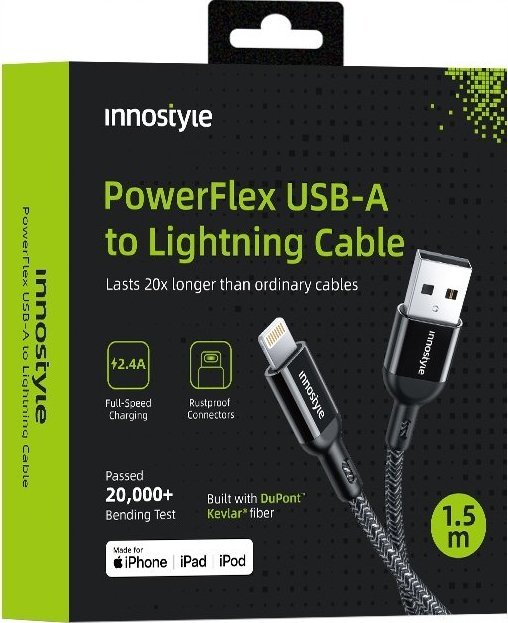 Kabel USB Innostyle USB-A - Lightning 2 m Czarny