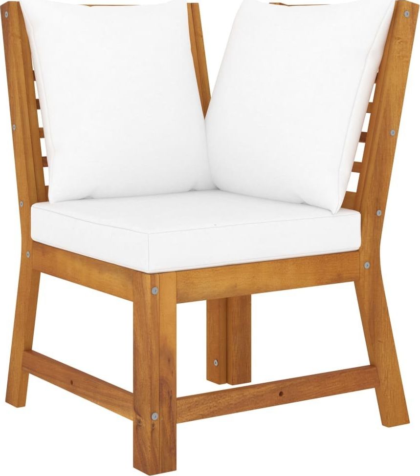 vidaXL Moduł sofy narożnej z kremową poduszką, lite drewno akacjowe (311840)