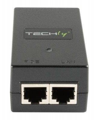 TECHLY PoE Injector Injektor 1 Port 48 V DC IEEE 802.3af kompatibel Class 3 PoE 15 Watt 10/100