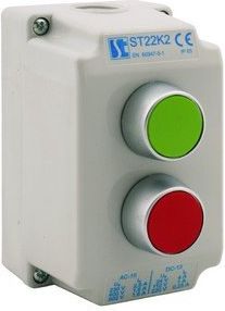 Spamel Kaseta sterownicza 2-otworowa zielony/czerwony 1Z 1R szara IP65 (ST22K2\01-2)