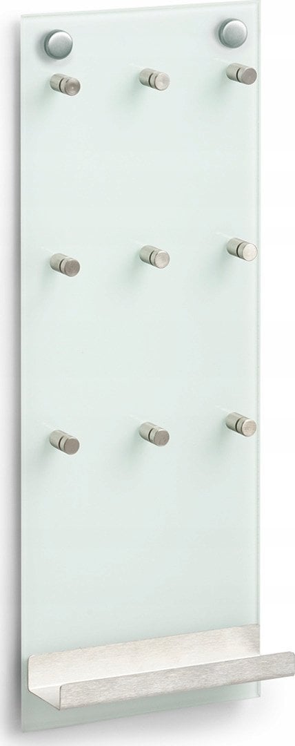 Zeller Szklana tablica na klucze, 9 haczyków + półka, ZELLER