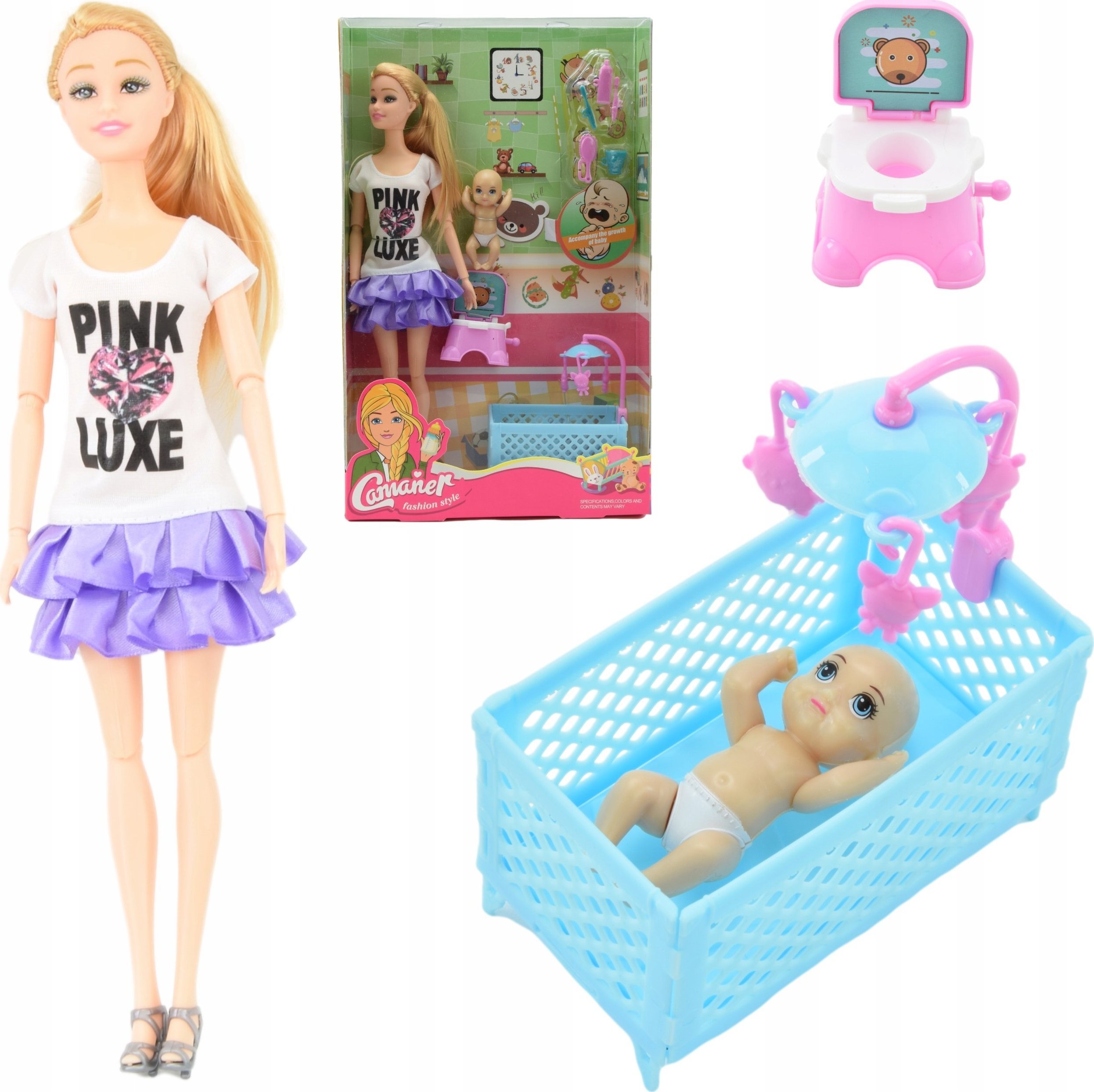 Skleplolki LALKA MAMA I BOBAS TYPU BARBIE AKCESORIA ZESTAW