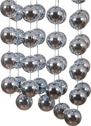 Kaemingk Koraliki na choinkę srebrne świąteczne 2,7 m