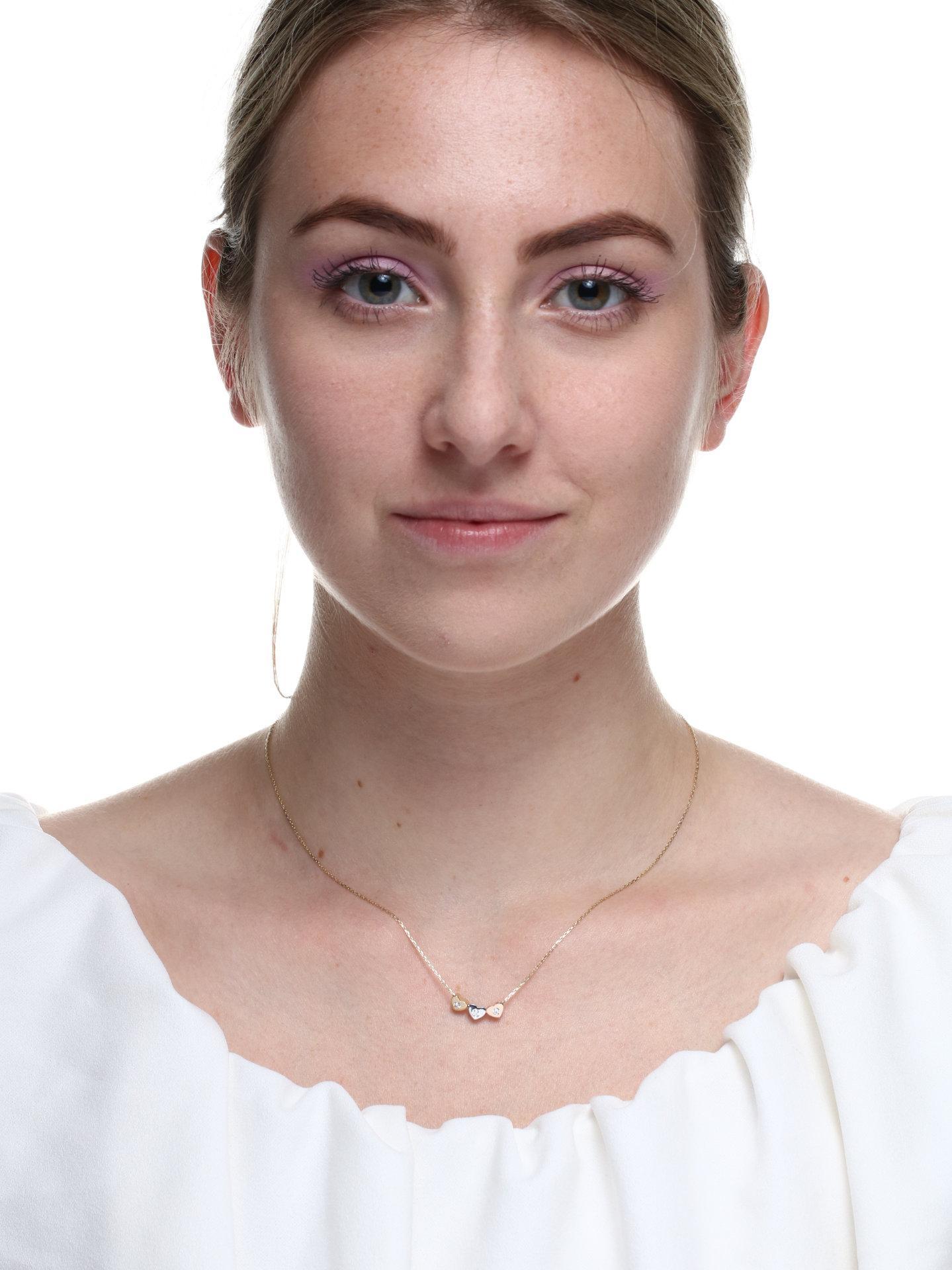 Rosanto Złoty naszyjnik celebrytka z serduszkami 45 cm 585 14k