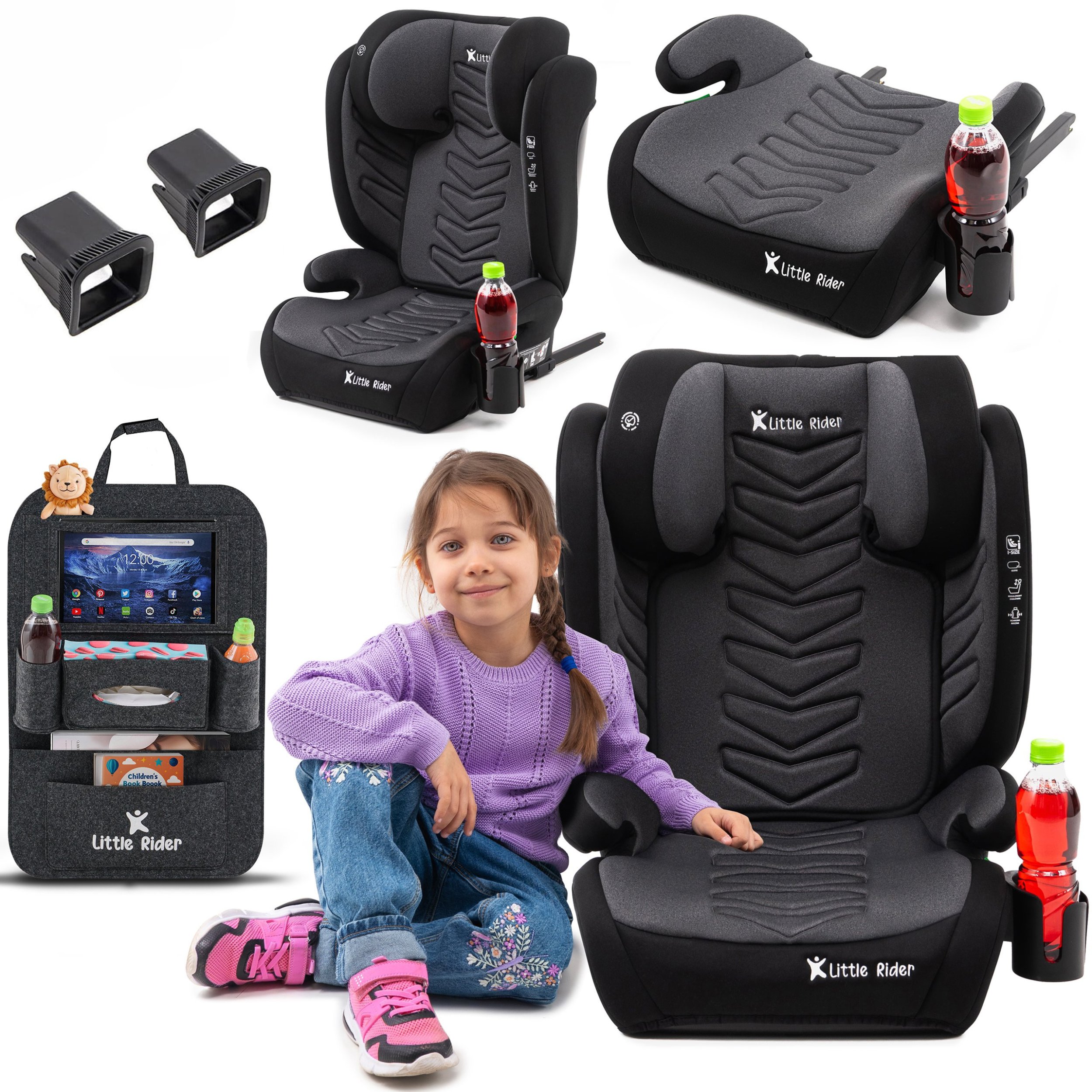 Fotelik samochodowy Monroe FOTELIK SAMOCHODOWY MODEL VINCENT SZARO-CZARNY PIKOWANY R129 100-150 CM ISOFIX