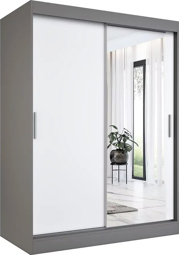 Elior Szafa przesuwna antracyt + biały 150 cm - Palmira 4X