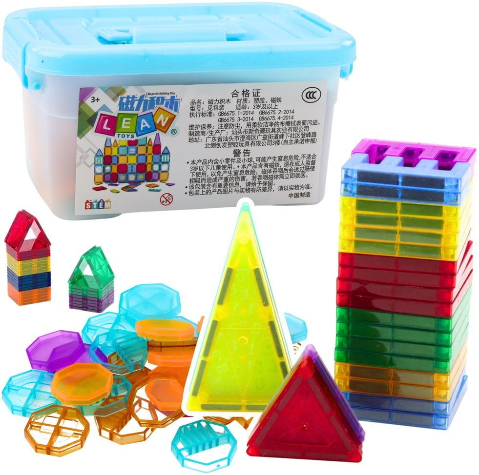 Zestaw Klocki Magnetyczne W Walizce Kolorowe 57 El