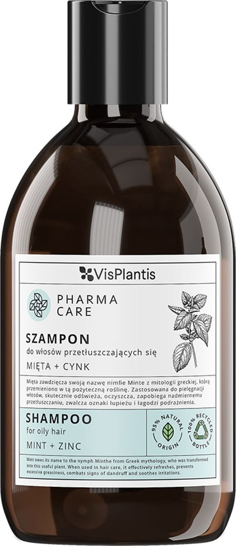 Vis Plantis VIS PLANTIS Pharma Care Szampon do włosów przetłuszczających się Mięta + Cynk 500 ml