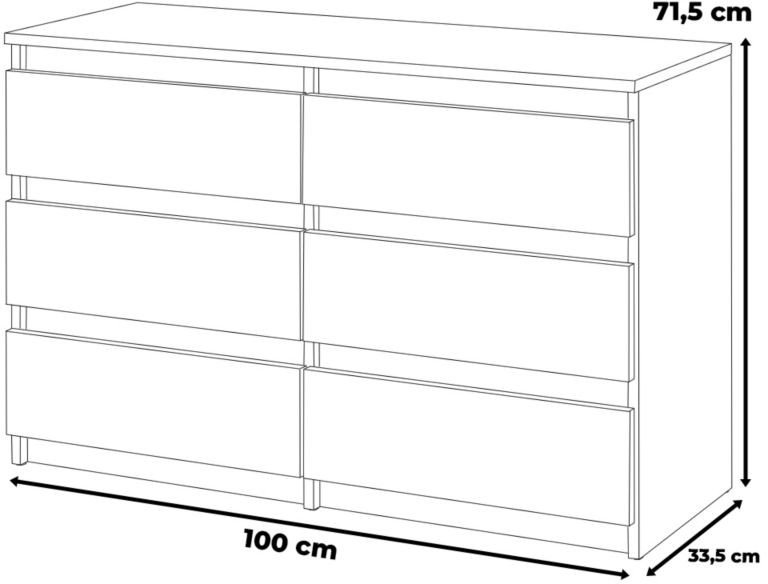 Komoda 6 Szuflad Do Pokoju Młodzieżowego Hugo Szafka Rtv 100cm Loft Czarna