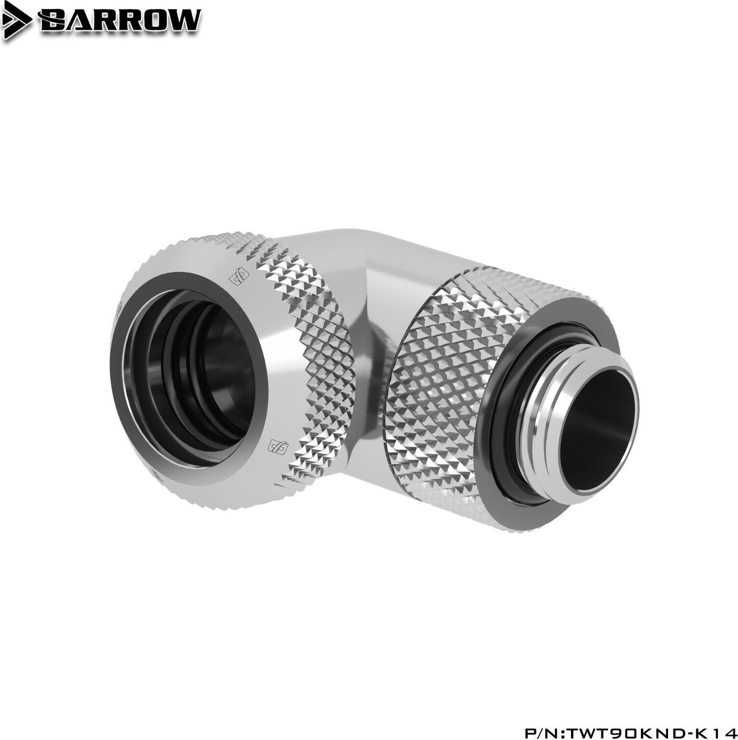 Barrow Barrow Multi-Link Adapter Anschluss 90 Grad G1/4 Zoll AG auf 14mm AD Hardtube - drehbar, silber
