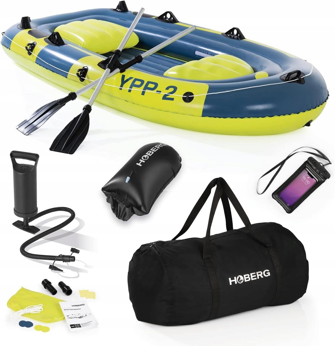 Zestaw Hoberg Ponton 2-osobowy WIOSŁA POMPA Dry Bag NOWY