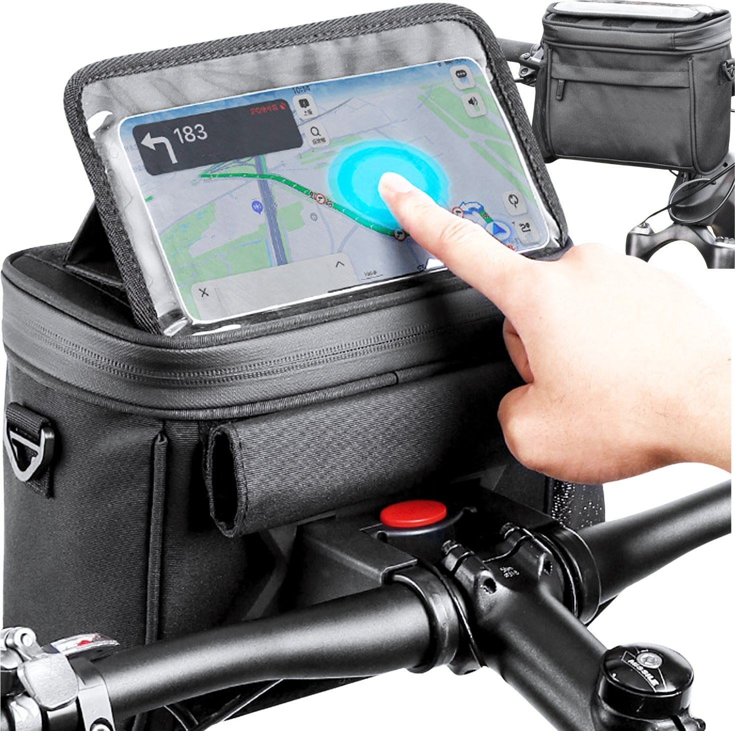 POJEMNA SAKWA TORBA ROWEROWA SZASZETKA NA KIEROWNICĘ ETUI NA TELEFON ROWER
