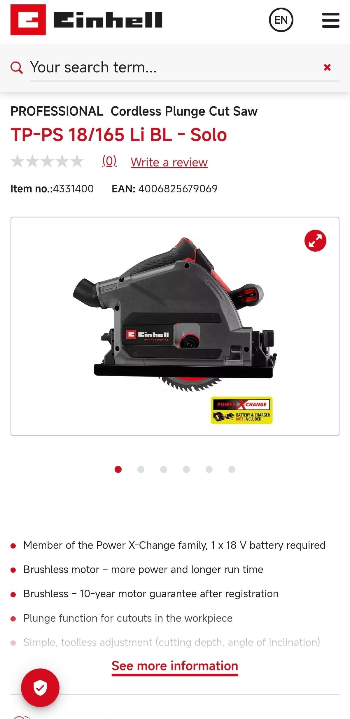 EINHELL PILARKO-ZAGŁĘBIARKA TP-PS 18/165 Li BL