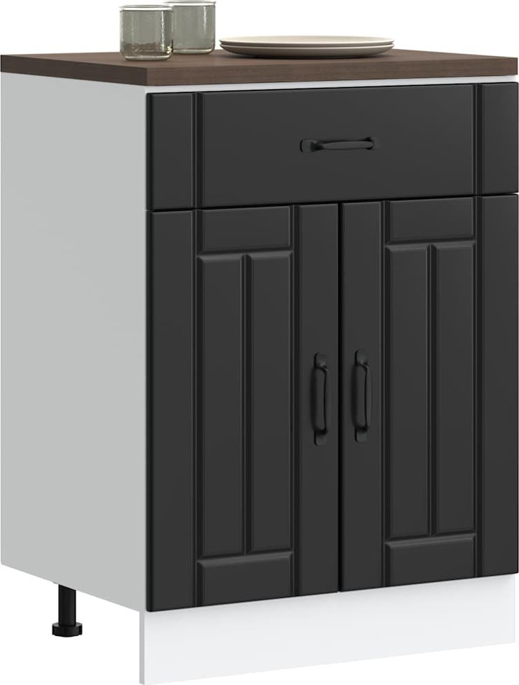 vidaXL Szafka kuchenna dolna Lucca Czarny drewno klejone