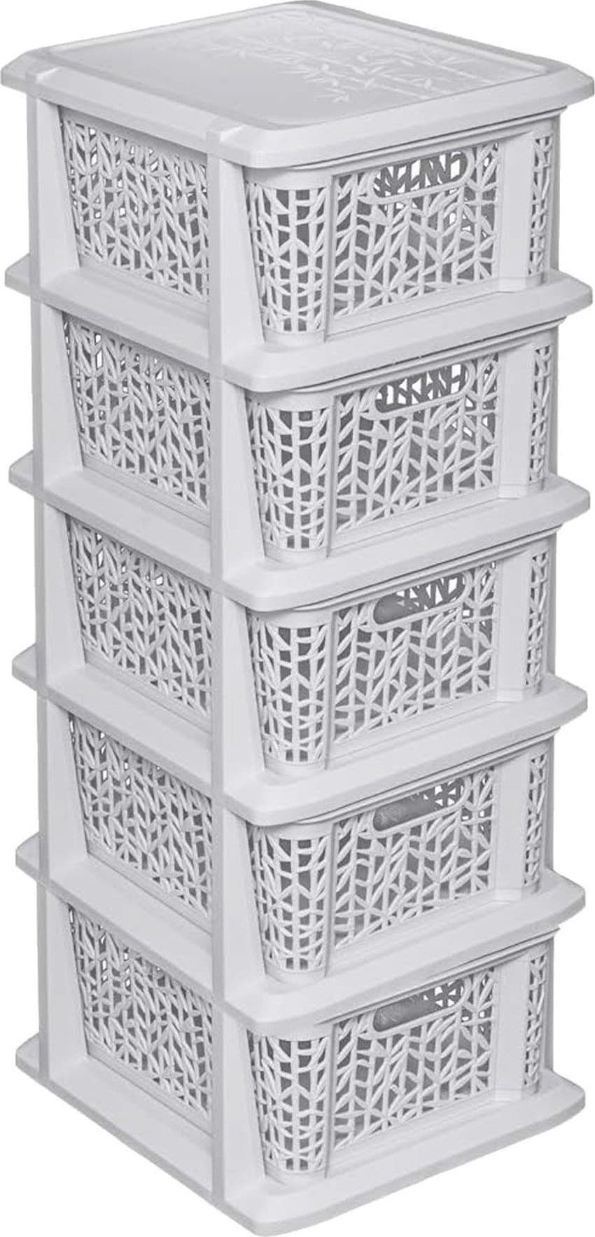 Branq STOJAK BAMBOO Z 5 KOSZYKAMI - 1765 Biel antyczna BRANQ