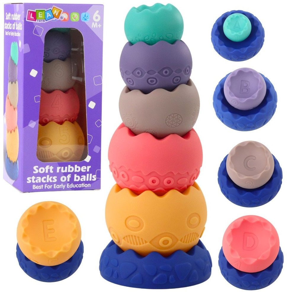Zestaw Edukacyjny Miękkie Jajka Piłki Z Cyframi Sensoryczne Wieża 6 szt. LEAN Toys