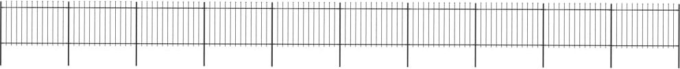 vidaXL Ogrodzenie z prętów z grotami, stalowe, 17 x 1,2 m, czarne
