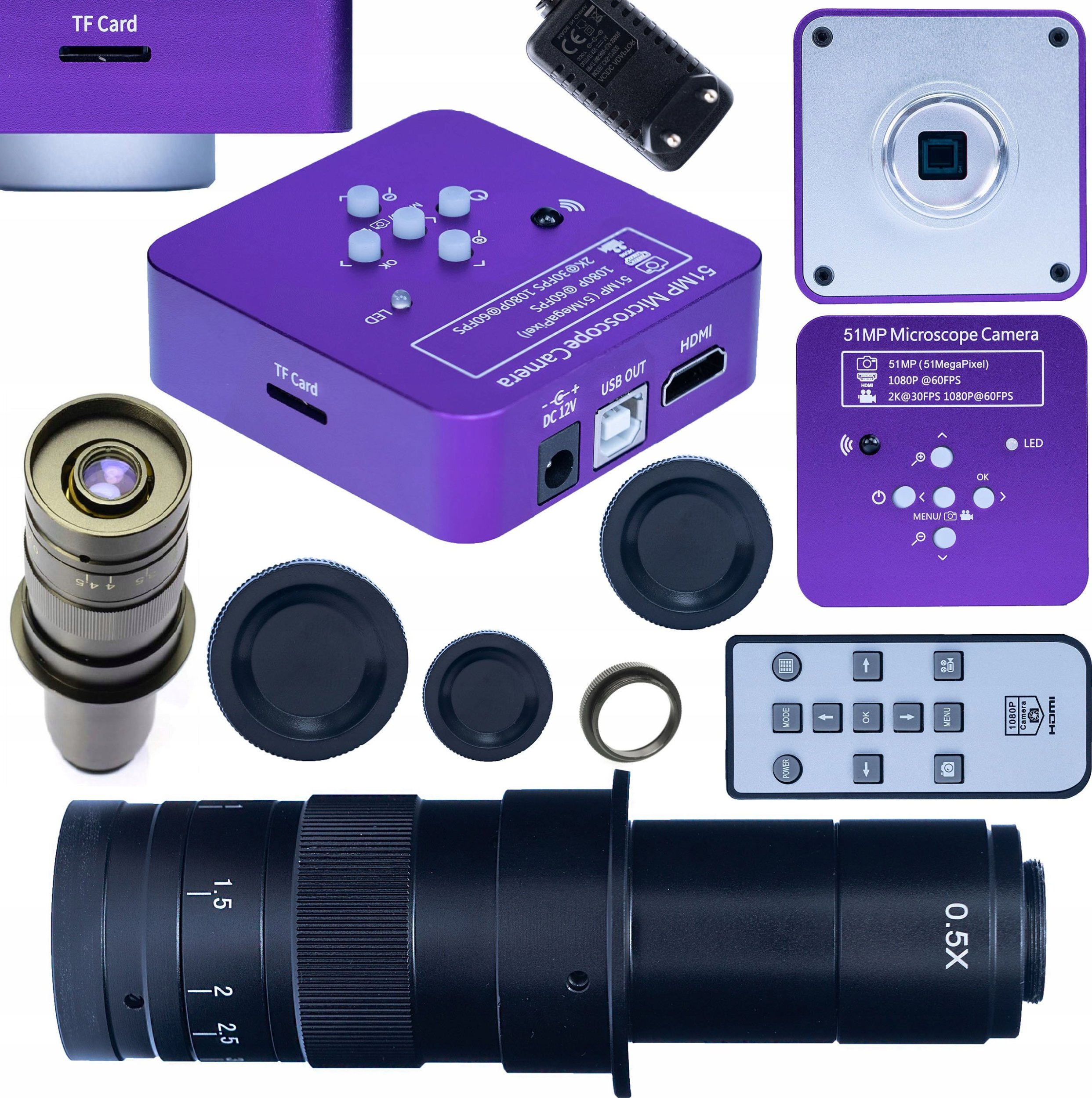 Mikroskop Rosfix MIKROSKOP CYFROWY POWIĘKSZENIE 180X PUPPIS KAMERA PRO HDMI USB SD 51MP 2W1