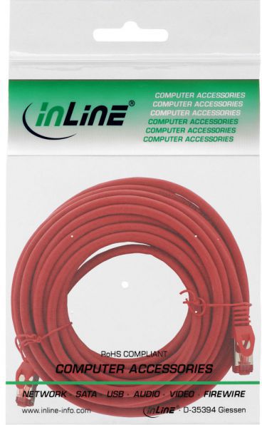Intos Patchcord S/FTP, PiMF, Cat.6, 250MHz, halogen free, czerwony 7.5m (76907R)