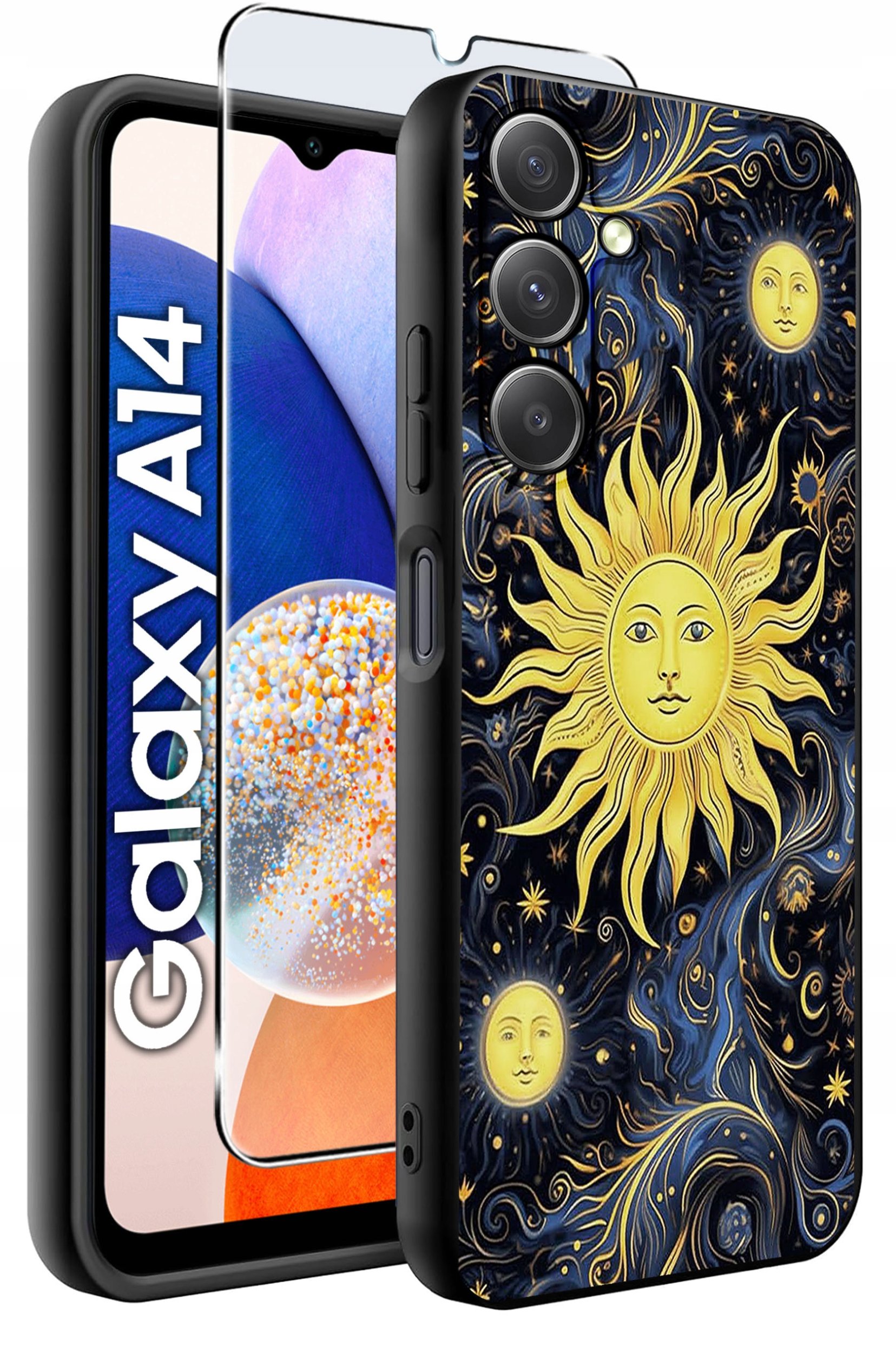 ETUI do Samsung A14 5G WZORY | SILIKONOWE MATT CASE + SZKŁO HARTOWANE 9H