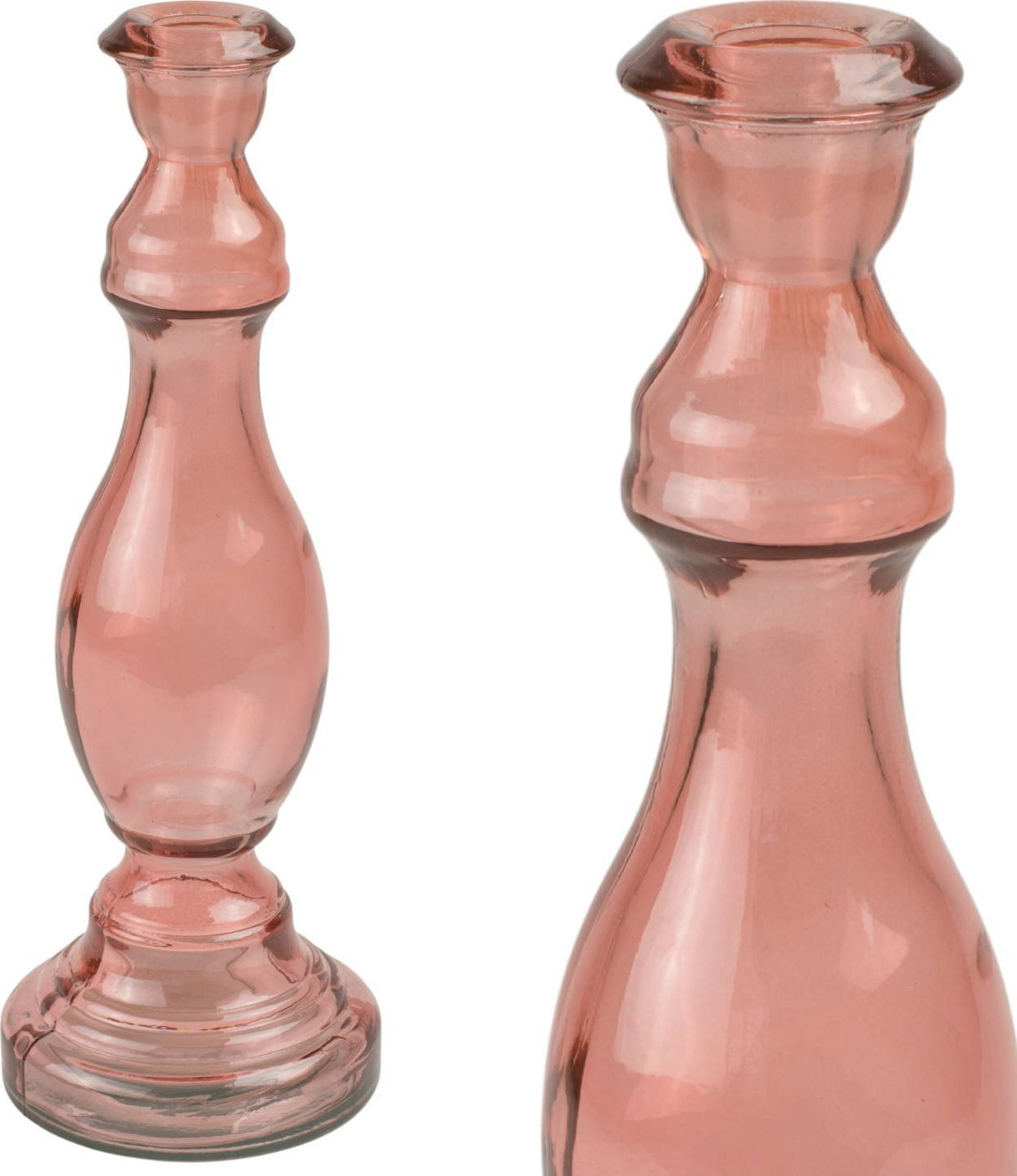 Tajemniczy ogród Świecznik ze szkła z recyklingu 30cm róż