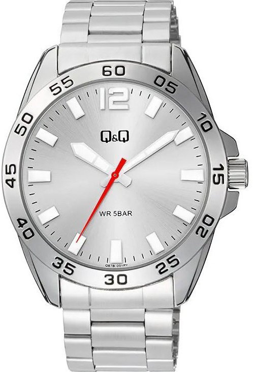Zegarek Q&Q Q87B-001P męski wodoszczelny srebrna tarcza .