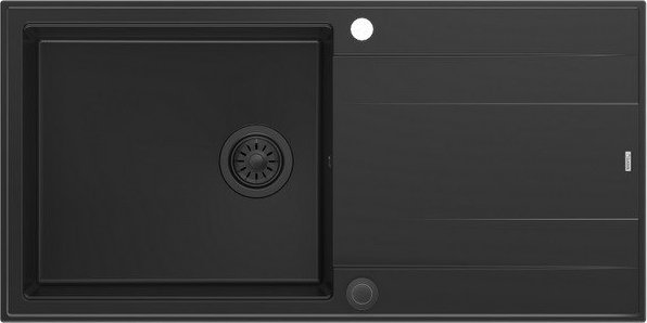 Zlewozmywak GraniteQ EVAN 146 XL GraniteQ zlewozmywak z syfonem Push 2 Open 1-komorowy z/o (1000x500x210; kom. 420x480) pure carbon / elementy pure ca