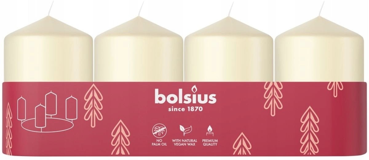 Bolsius Świece cylindry kremowy 4 gab. O60x40mm 8717847189653 8717847189653 (8717847189653)