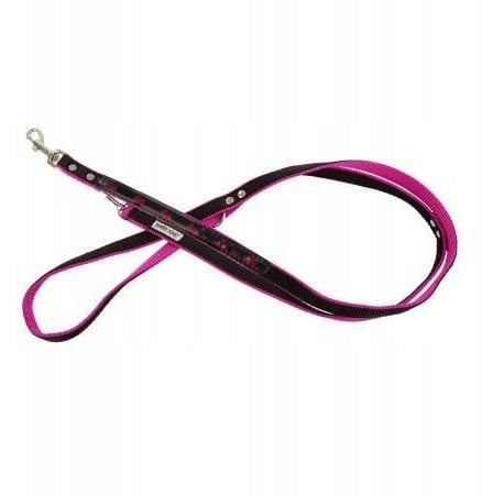 Barry King Smycz różowa, wzór psów, odblaskowa taśma podwójna neo, 20MM/220CM