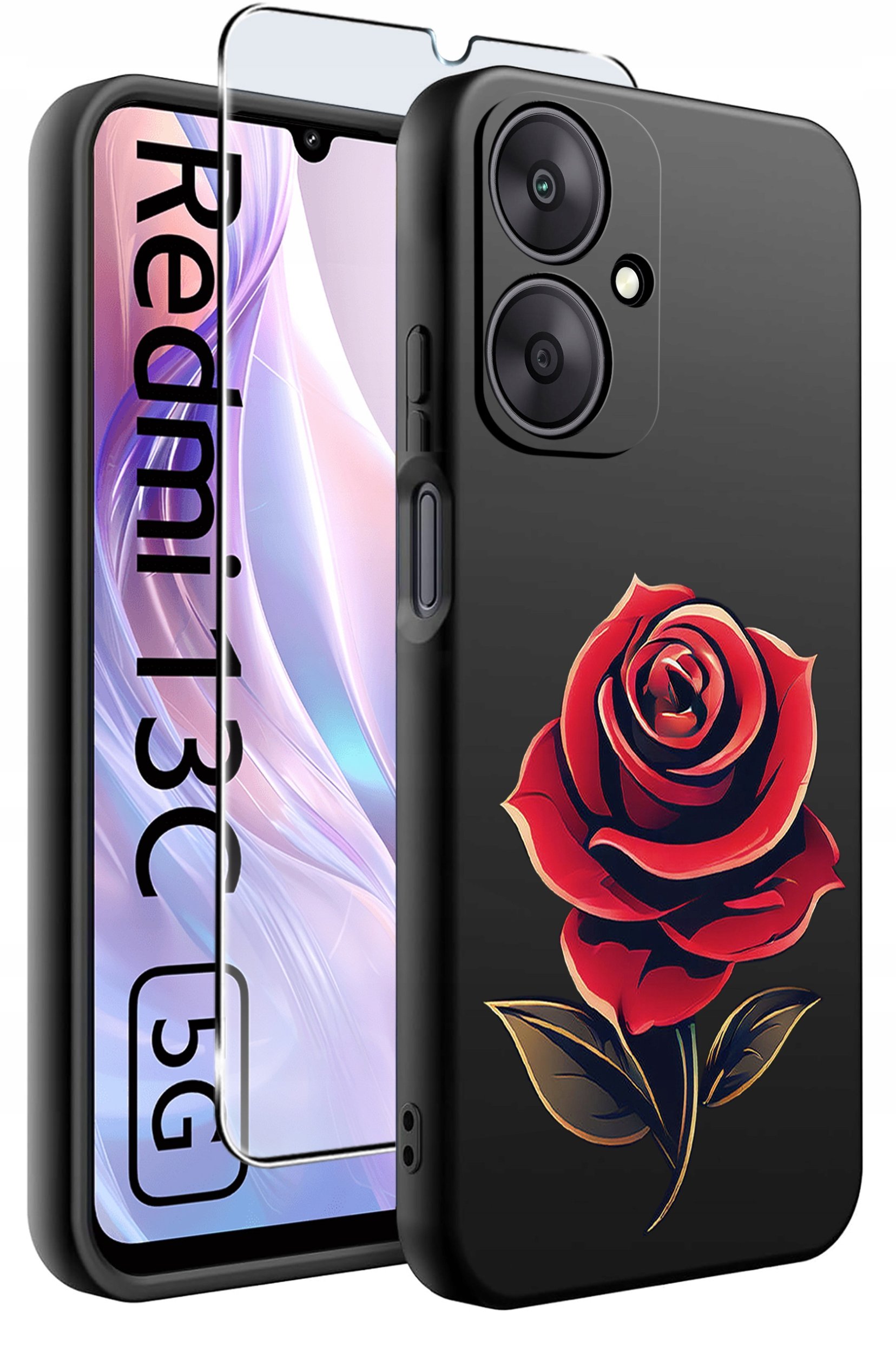 ETUI do Xiaomi Redmi 13C 5G WZORY |SILIKONOWE MATT CASE +SZKŁO HARTOWANE 9H