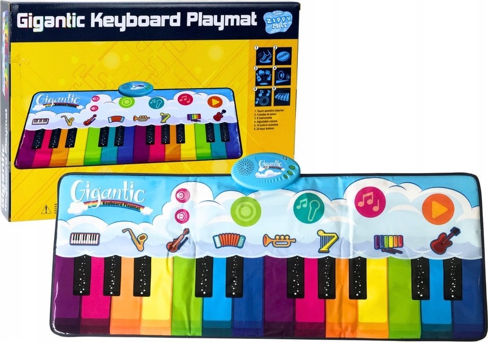 LeanToys Mata Taneczna Edukacyjna Tęczowe Pianinko Instrumenty 10 Melodii