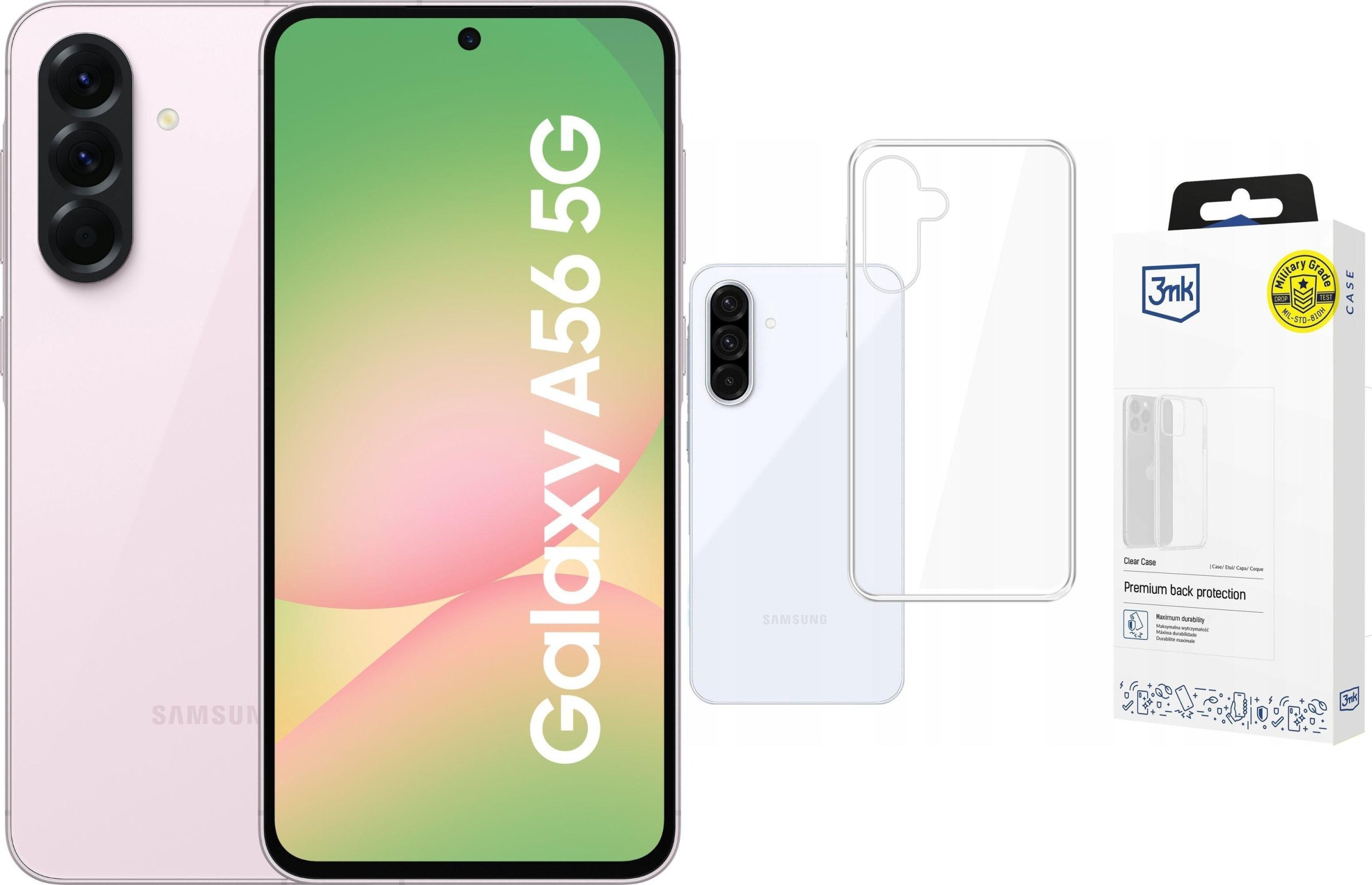 Smartfon Samsung Galaxy A56 5G 8/128GB Różowy (SM-A566BLIAEUE) + Etui Clear Case
