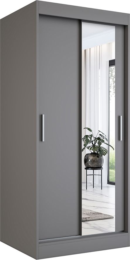 Elior Antracytowa szafa przesuwna z lustrem - Palmira 2X