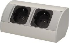 Orno Gniazdo meblowe bez wyłącznika, 2x2P+Z, srebrne, wersja schuko