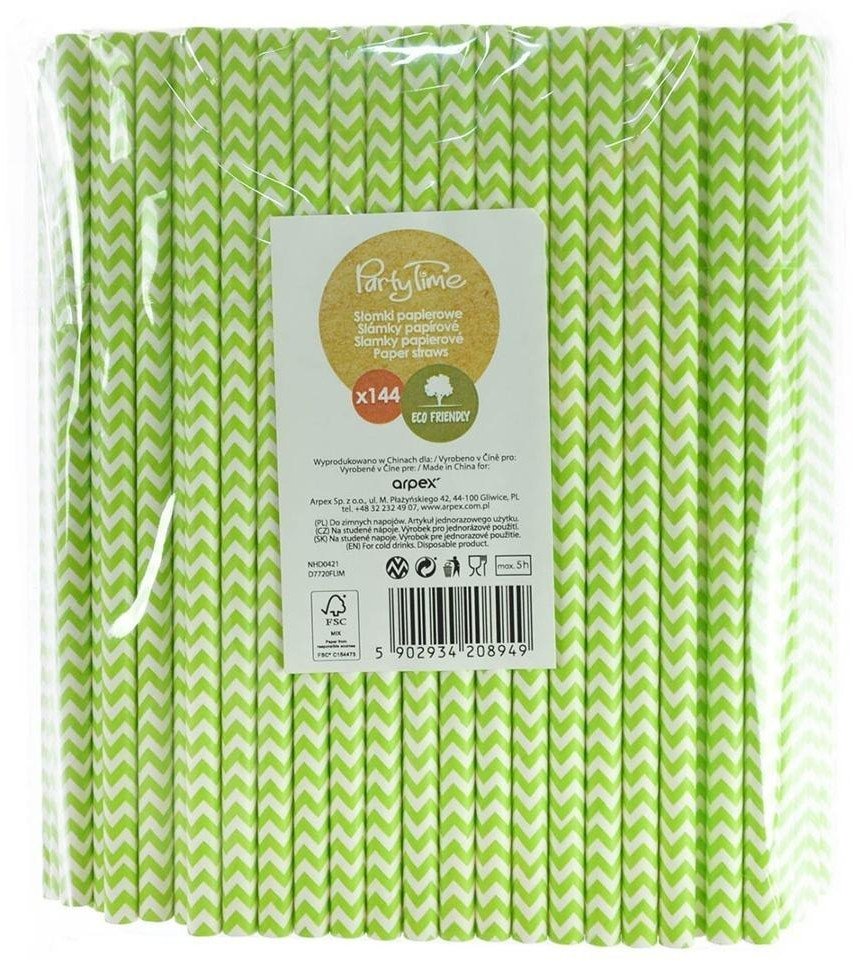 Słomki papierowe shake 8mm limonkowe 144szt