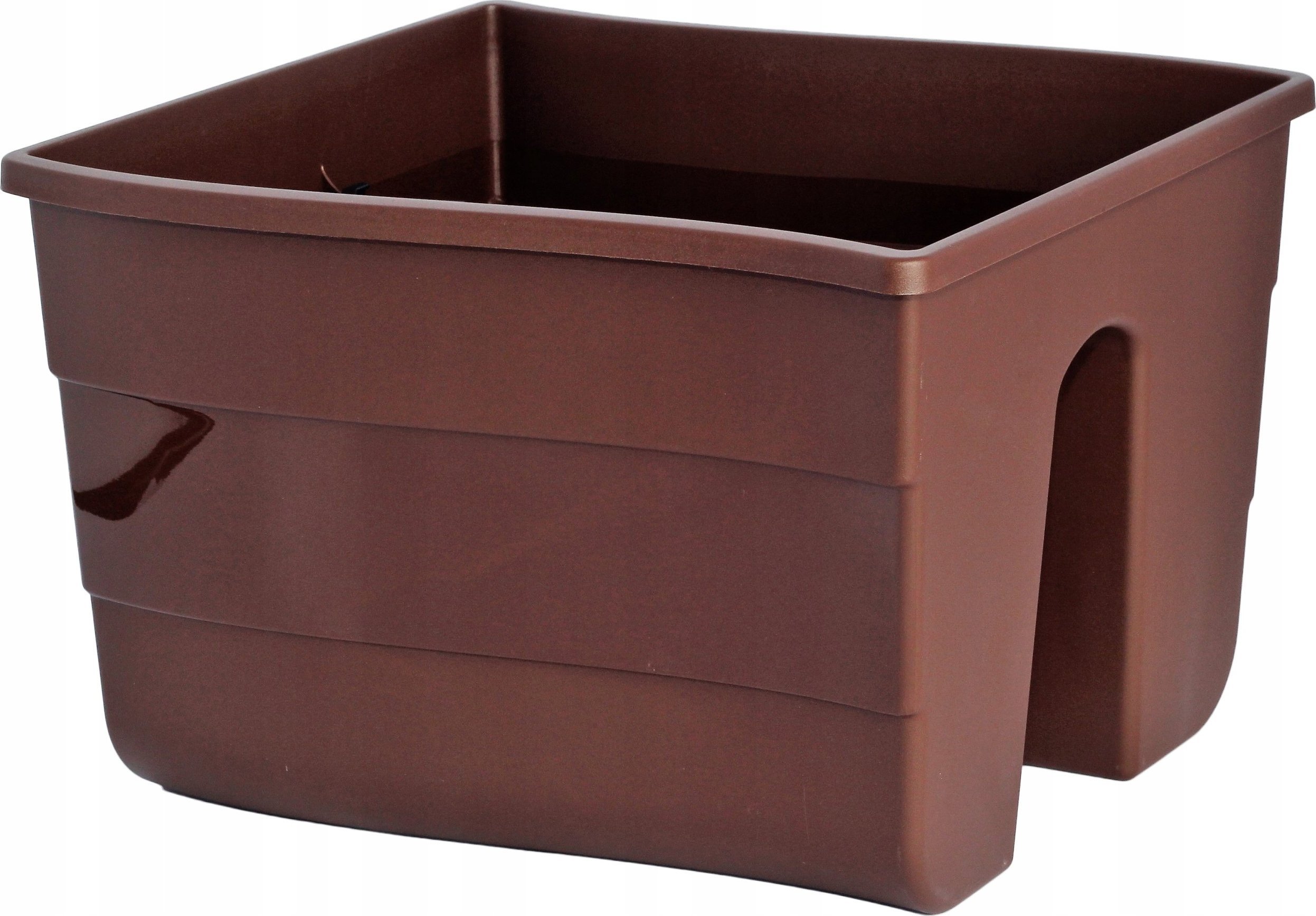 Form-Plastic Doniczka na balustradę, skrzynka balkonowa Wave 2488-013, Kolor Brąz, Form-Plastik, Wymiary 29.5x28.5x20 cm