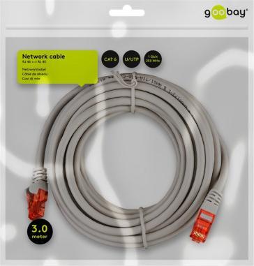 Goobay CAT 6Kabel łączący, U/UTP, Szary - Długość kabla 3 m