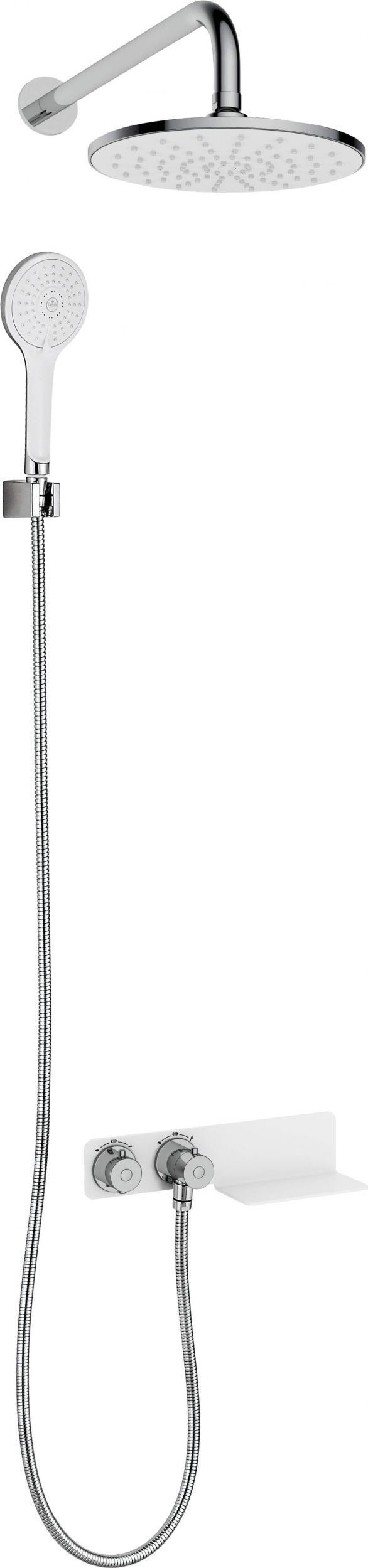 Zestaw prysznicowy Deante CASCADA CHROM-BIAŁY LOBELIA ZESTAW PODTYNKOWY OKRĄGŁY Z BATERIĄ TERMOSTATYCZNĄ