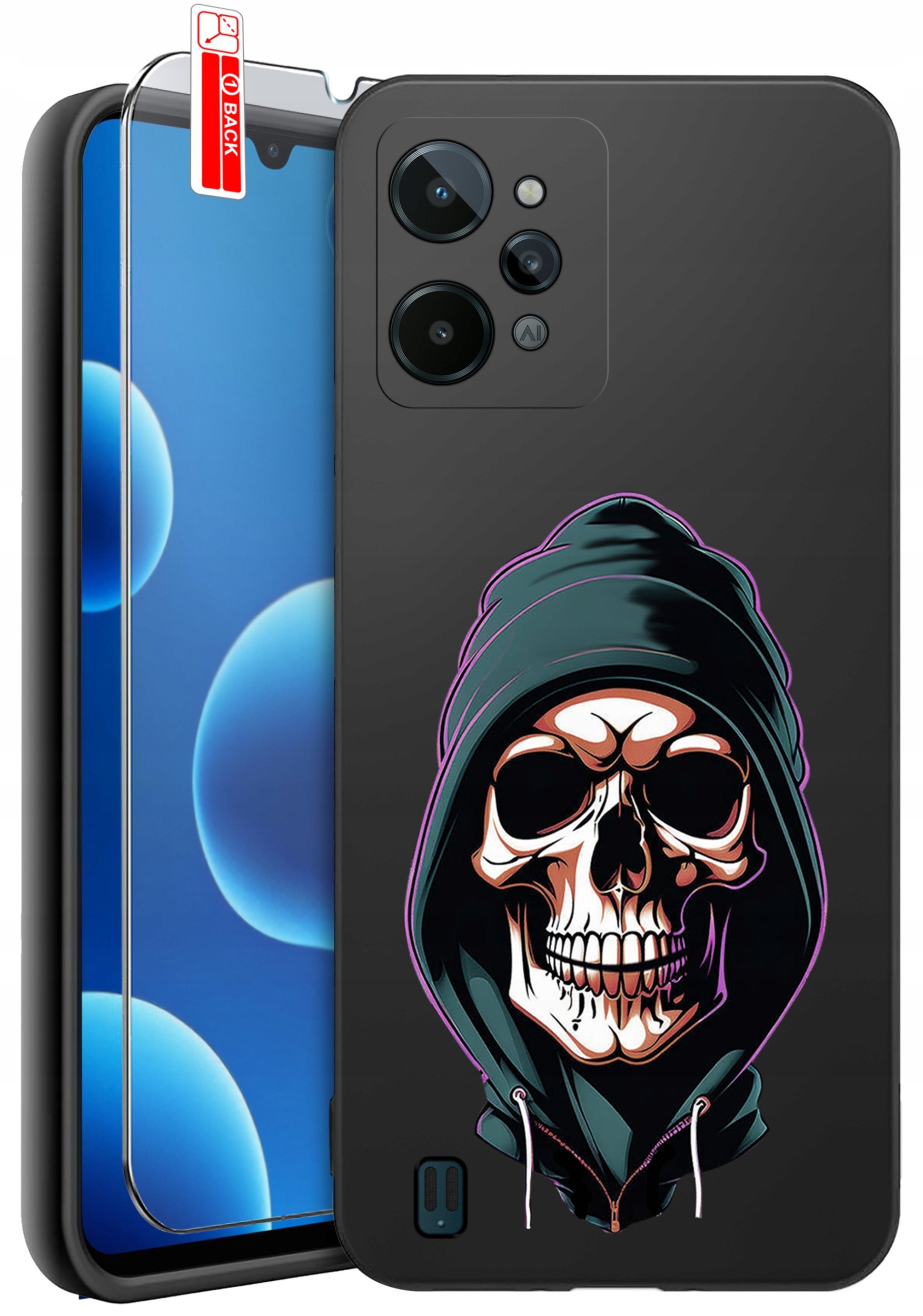 ETUI do Realme C31| WZORY | SILIKONOWE MATT CASE + SZKŁO 9H