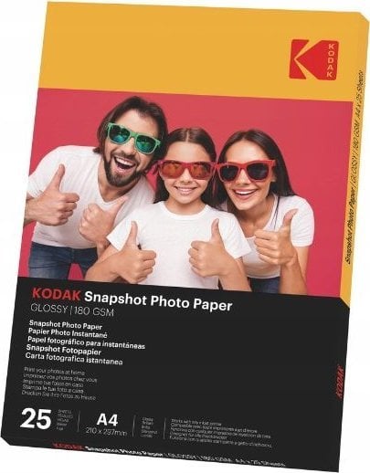 Papier KODAK Foto Fotograficzny do Drukarki 25 szt A4 210x297mm 180g Błysk / 3510-812
