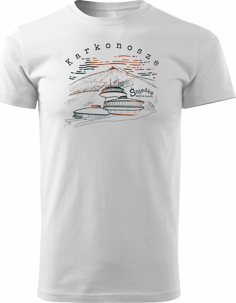 Topslang Koszulka z górami w góry Karkonosze Śnieżka Sudety trekkingowa męska biała REGULAR XL