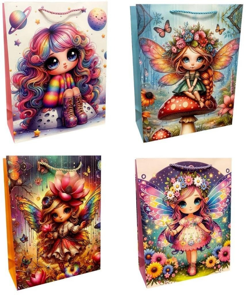 Torebka prezentowa dziecięca L Wróżki mix