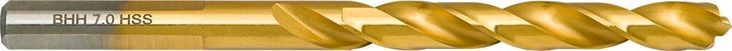 Wiertło do metalu Baildon DIN 338 RN 7 mm, HSS TiN (S), 109-69 mm (chwyt 3-płaszczyznowy)