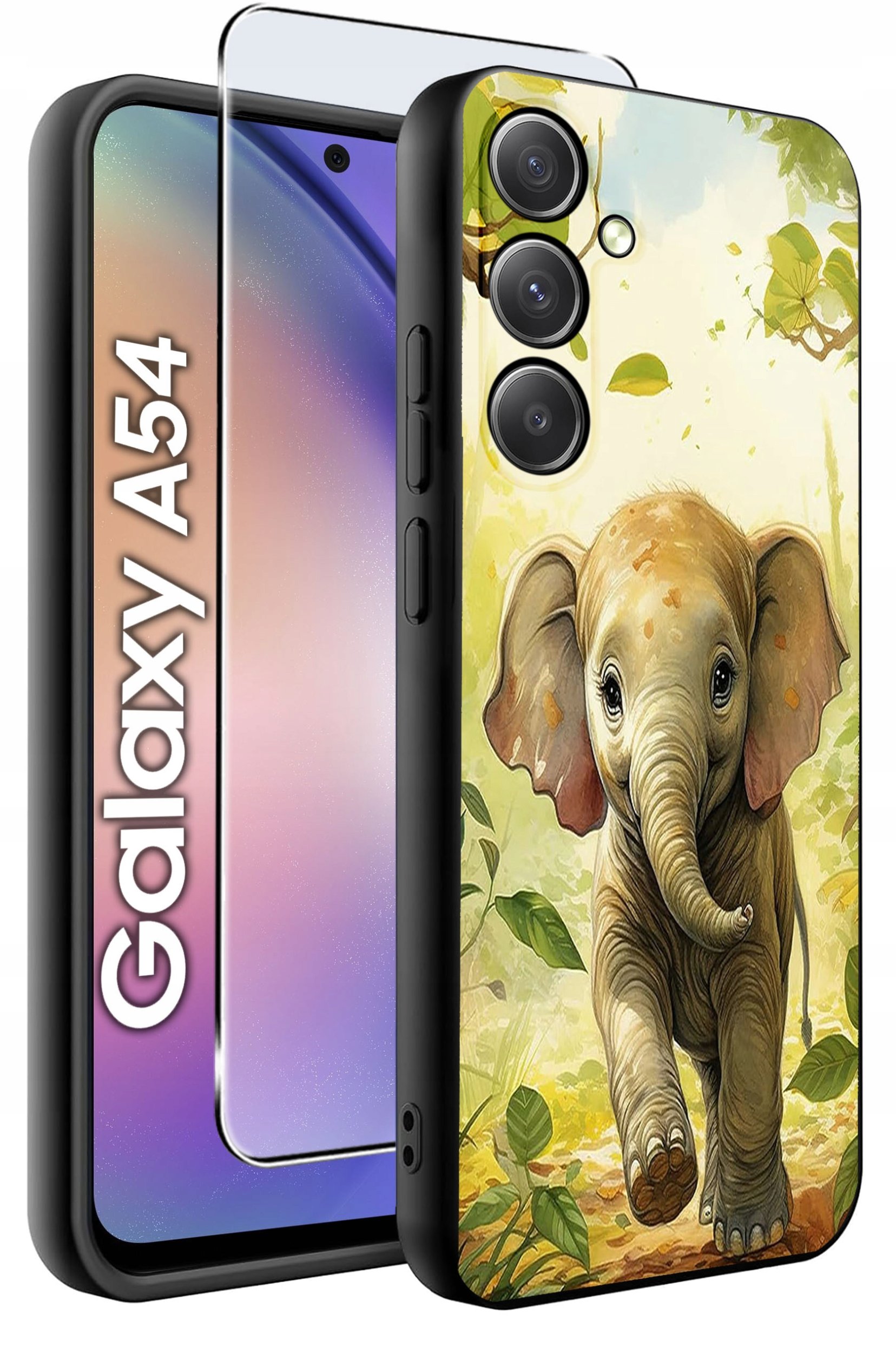 ETUI do Samsung A54 5G WZORY | SILIKONOWE MATT CASE + SZKŁO 9H