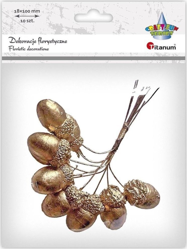 Żołędzie na druciku złote 18x100mm 10szt