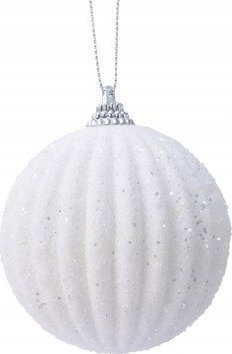 Kaemingk Bombka choinkowa żłobiona nietłukąca biała 8 cm