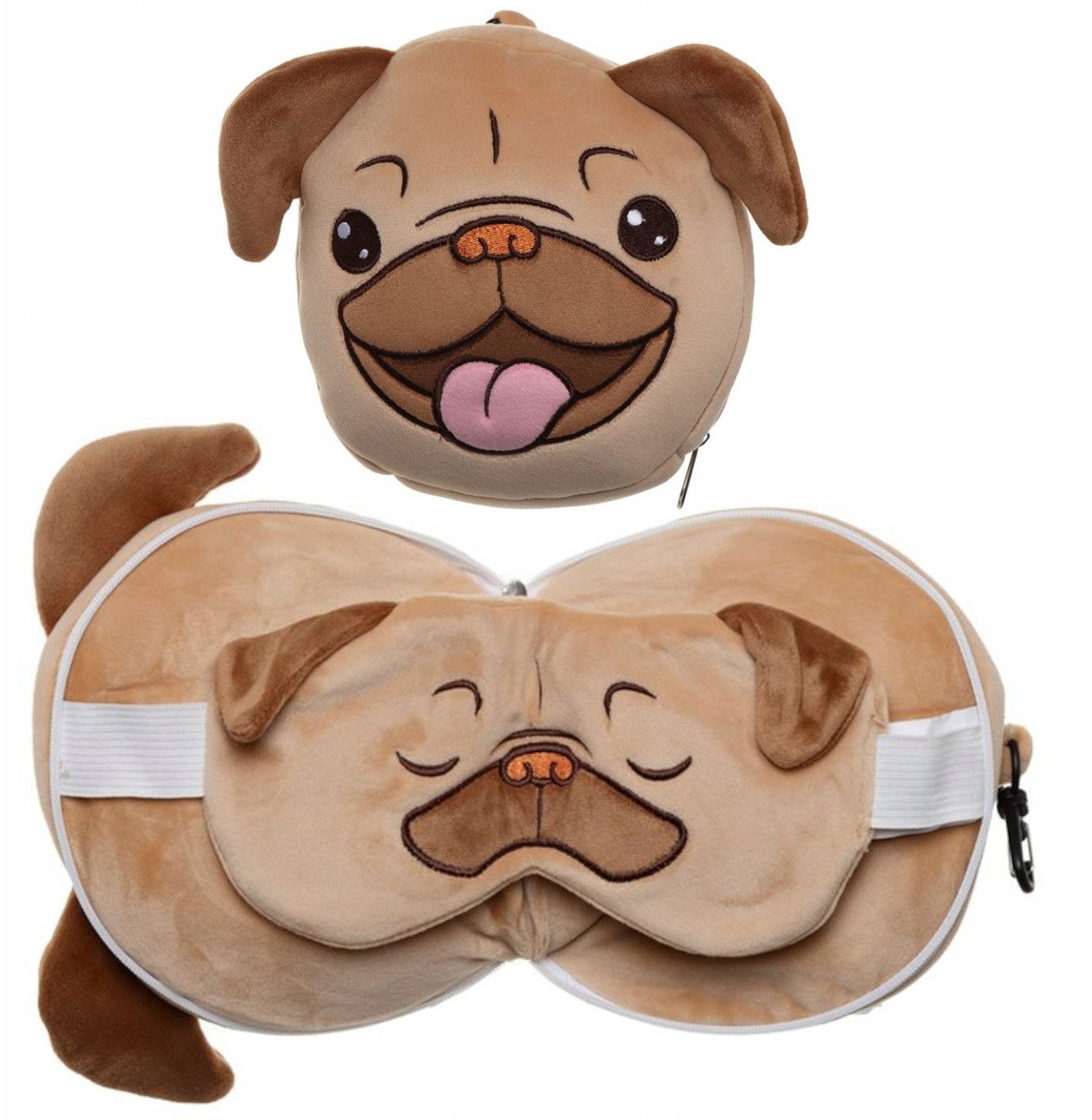 Relaxeazzz Mops Pluszowy Zestaw: Podszuka + Opaska Na Oczy