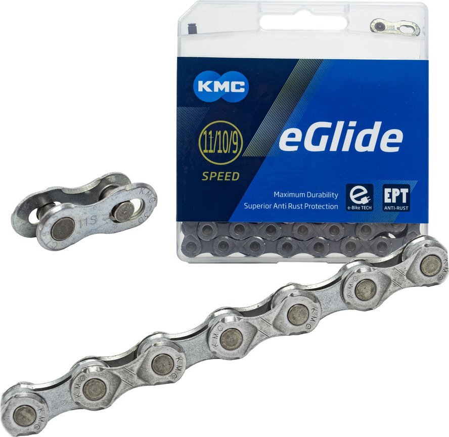 KMC Łańcuch 9/10/11-rzędowy KMC eGlide, EPT, 132 ogniwa, Quick Link, Linkglide